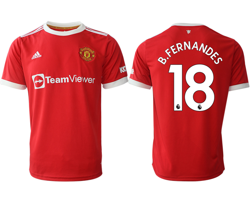 Men 2021-2022 Club Manchester United home red aaa version #18 Adidas Soccer Jersey